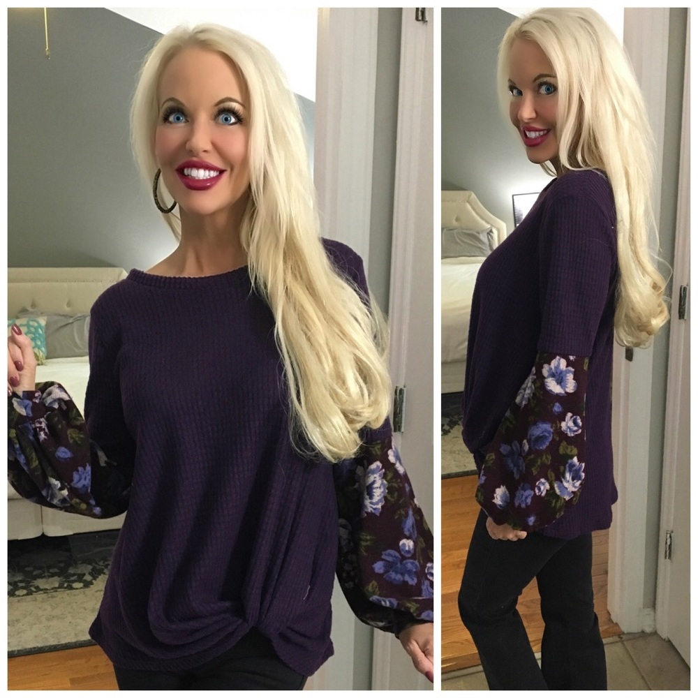 ❤️Stunning! LAST 1! Eggplant Waffle Knit Top! - Picture 3 of 8